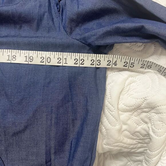 Ldt Womens Chambray Ruffled V-Neck
1/2 Button Up Shirt Shift Dress 10
Medium - Picture 12 of 14